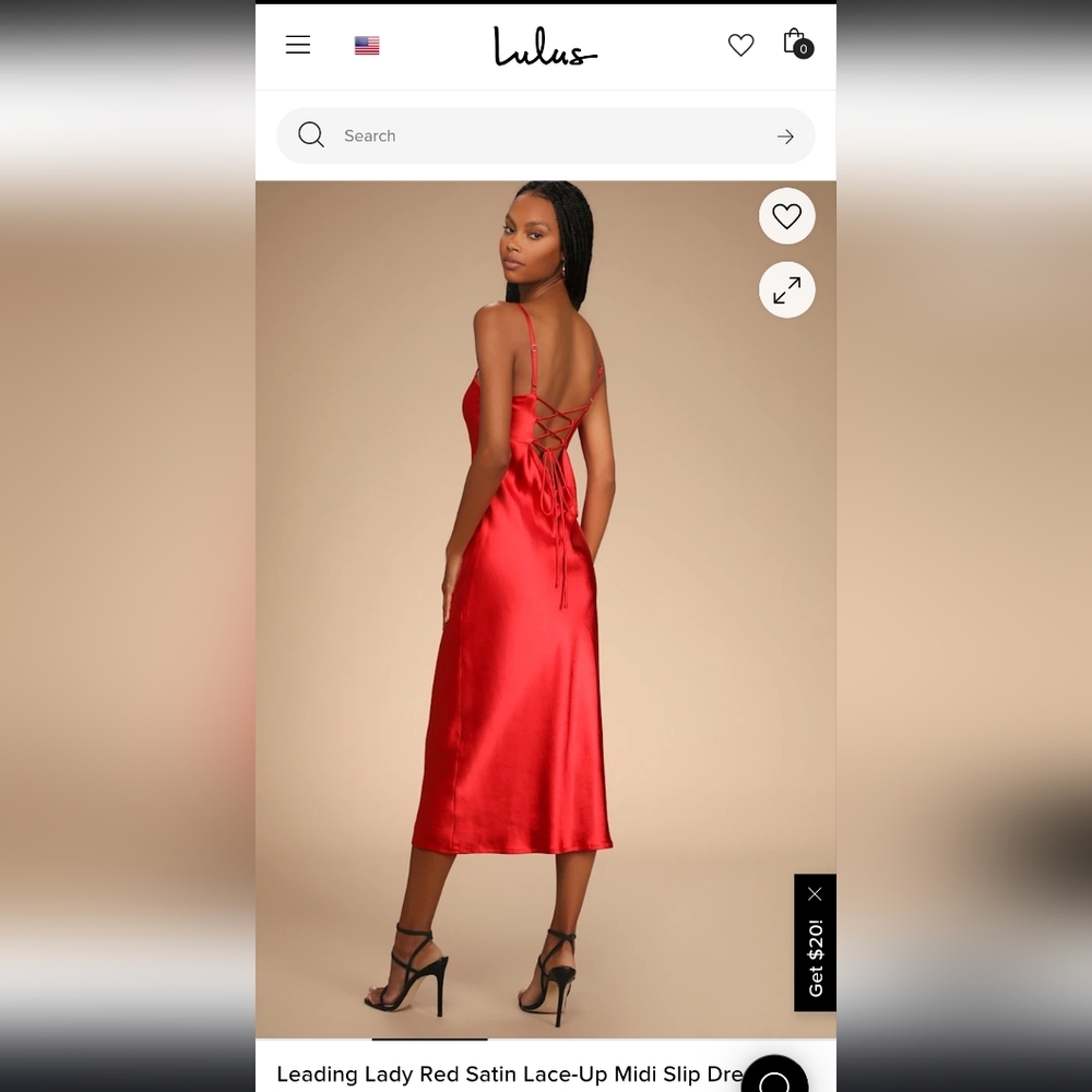 Lulus Satin Red Midi Slip Dress with Lace-Up Back